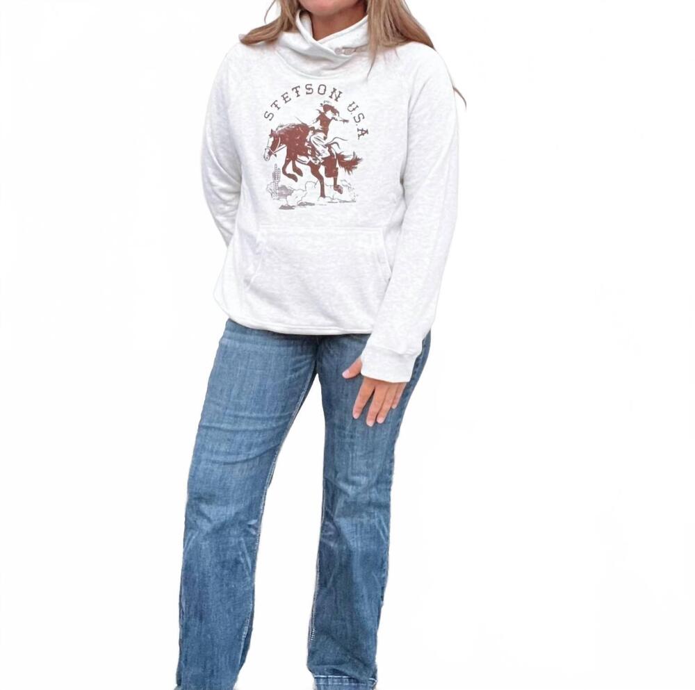 NEW STETSON women's lady bronc rider hoodie in white